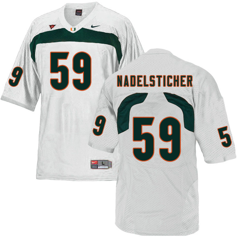 Nike Miami Hurricanes #59 Alan Nadelsticher College Football Jerseys Sale-White - Click Image to Close